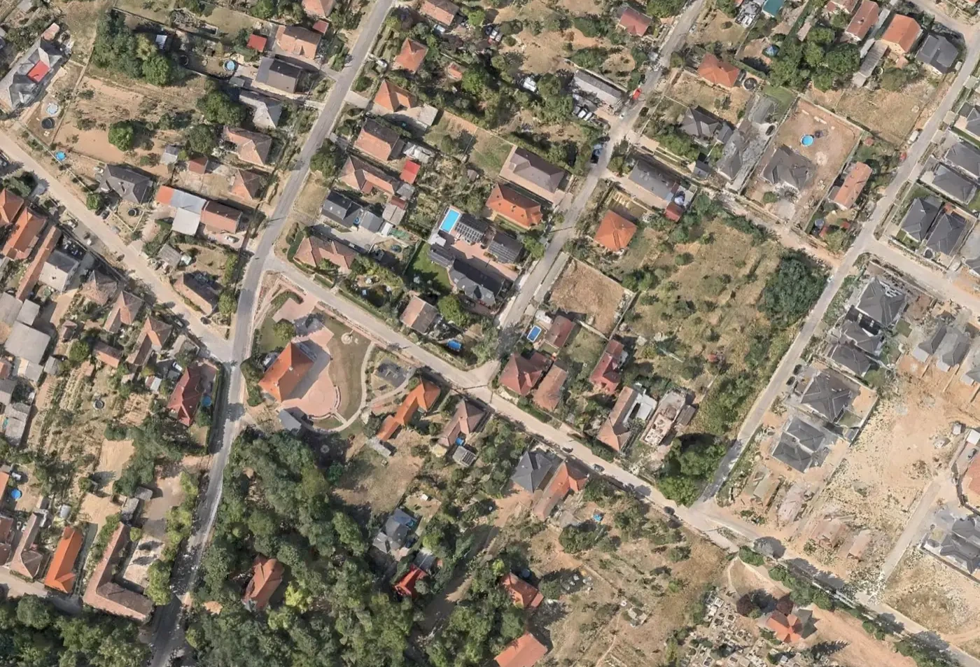 Nahaufnahme aus der Luft von der Umgebung der Werbőczy utca